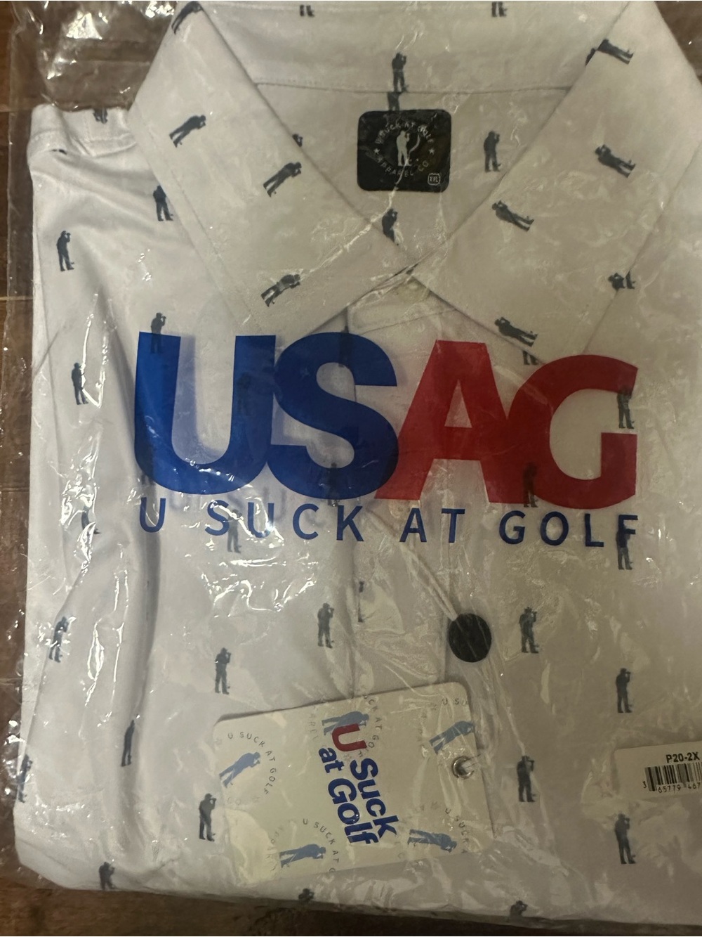Men's White Printed Golf Polo Shirt
